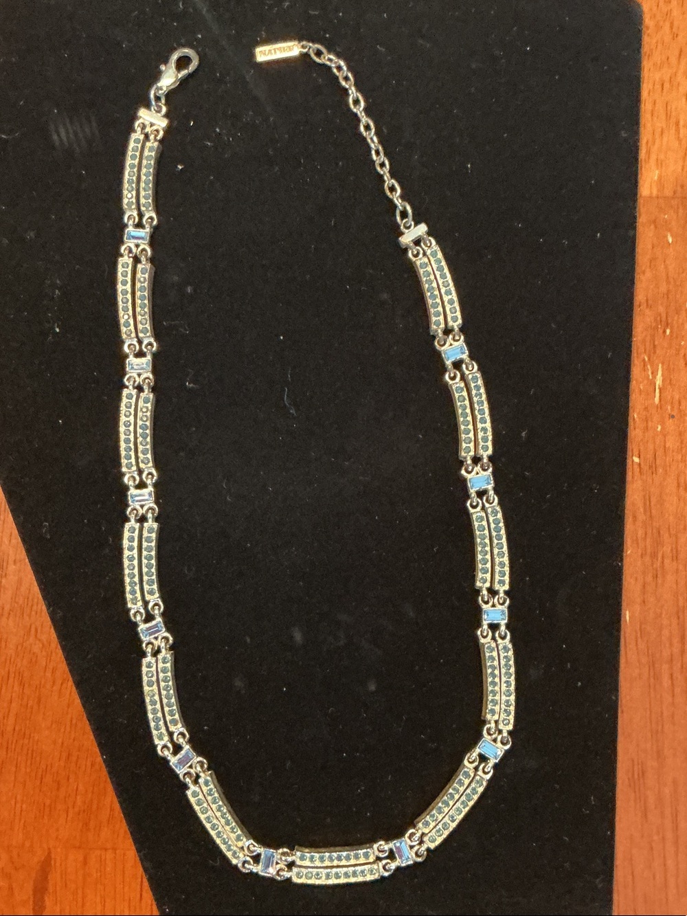 Napier Silver-Tone Necklace with Blue Crystal Links